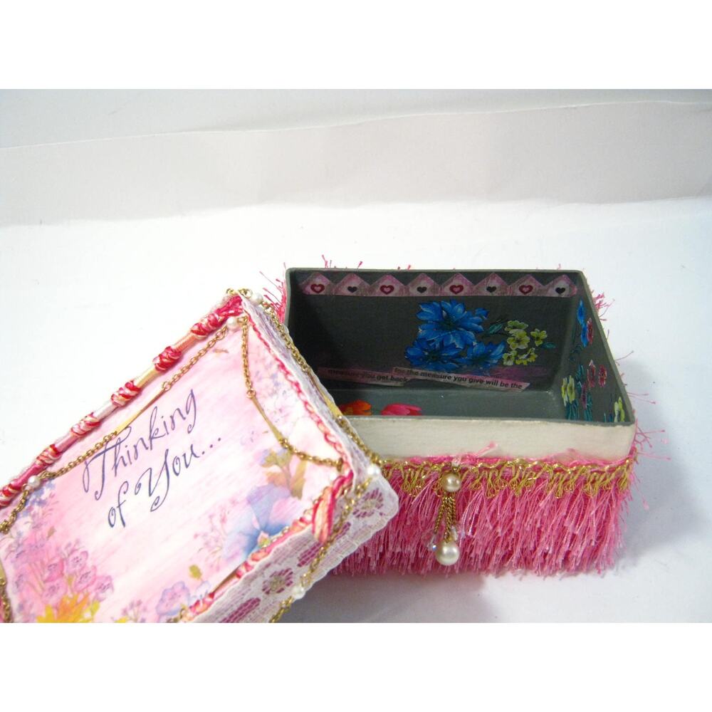 Handcrafted Keepsake Trinket Box for Mementos Desk Items w/ Journal Potpourri - Picture 3 of 10